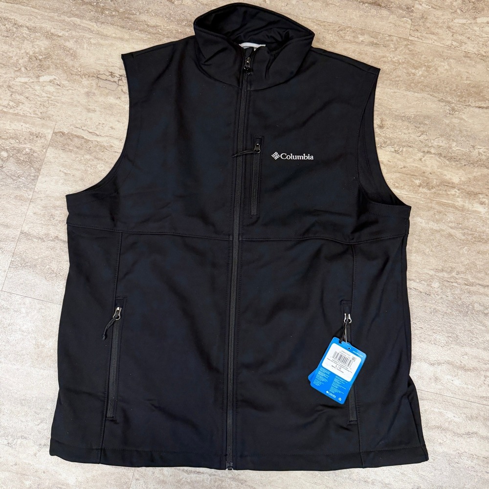 Columbia Ascender II Softshell Vest Mens Large Black Full Zip NWT